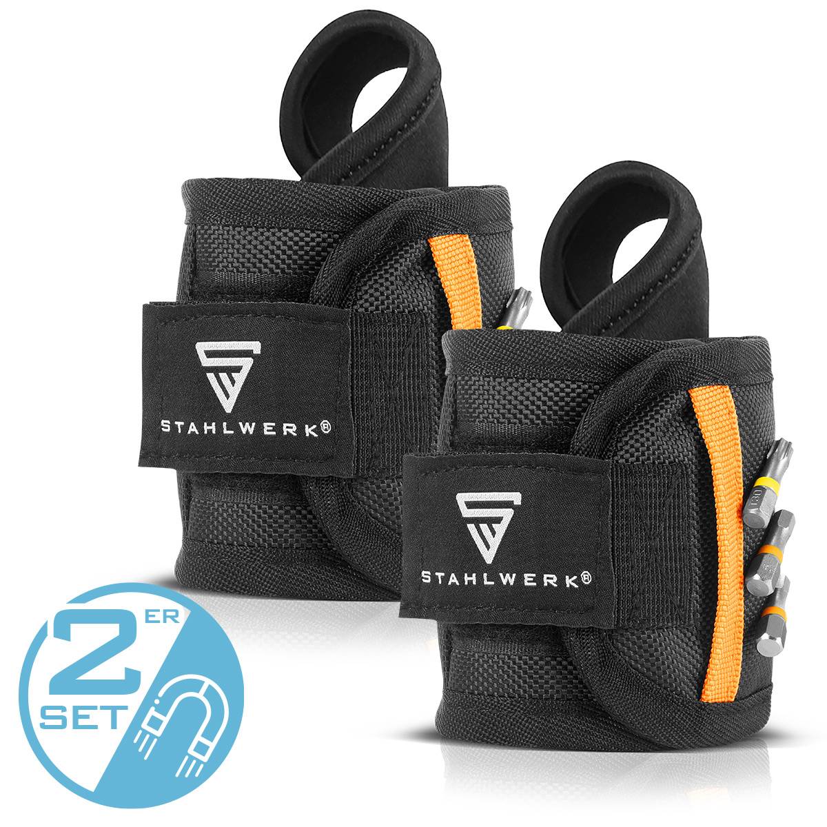 STAHLWERK Magnet-Armband 2er Set für Heimwerker zur Befestigung am Handgelenk