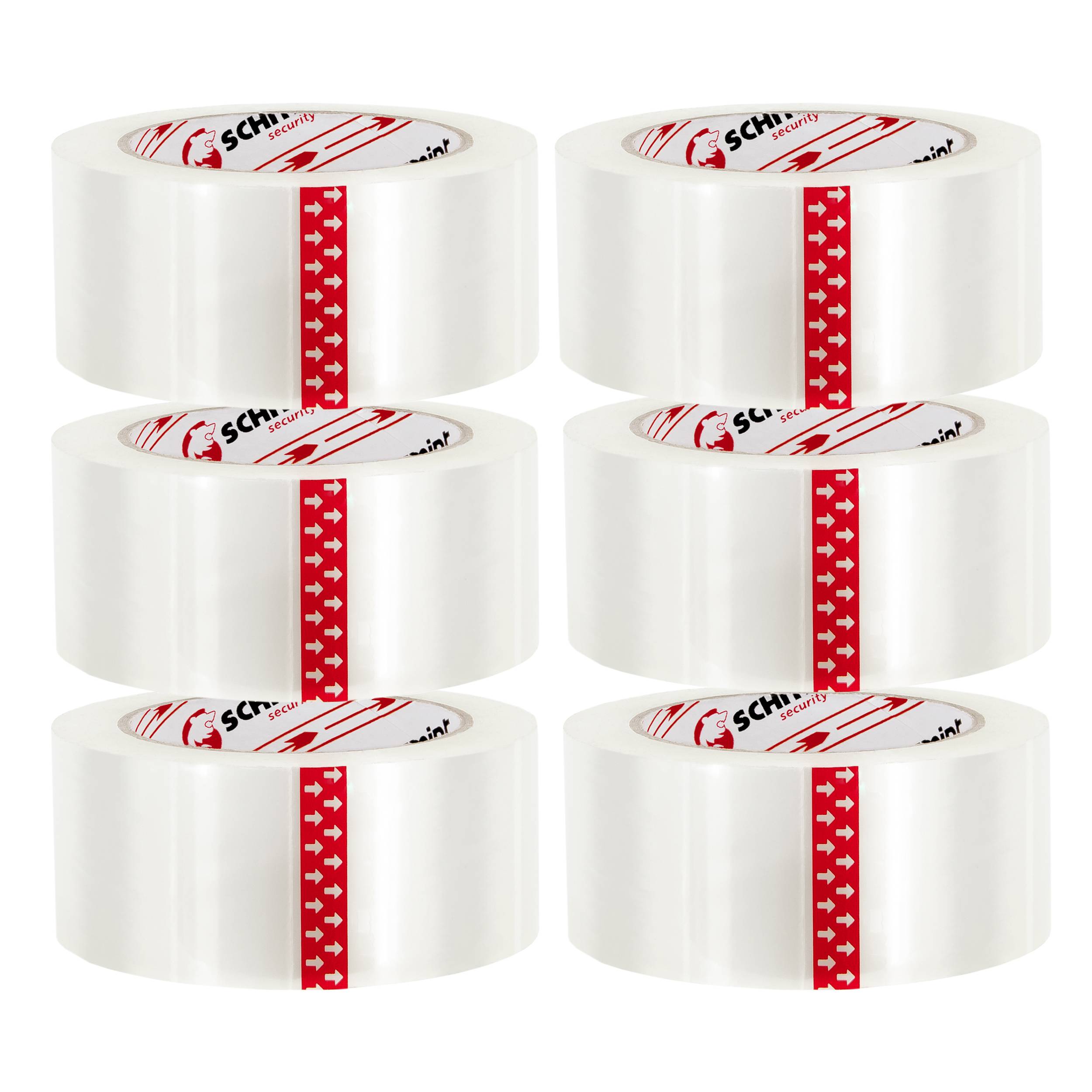 SCHMIDT security tools Klebeband - 100m - 48mm - 6 Rollen - 45my - Transparent - Packband - Paketklebeband - Packetband - Verpackungsband