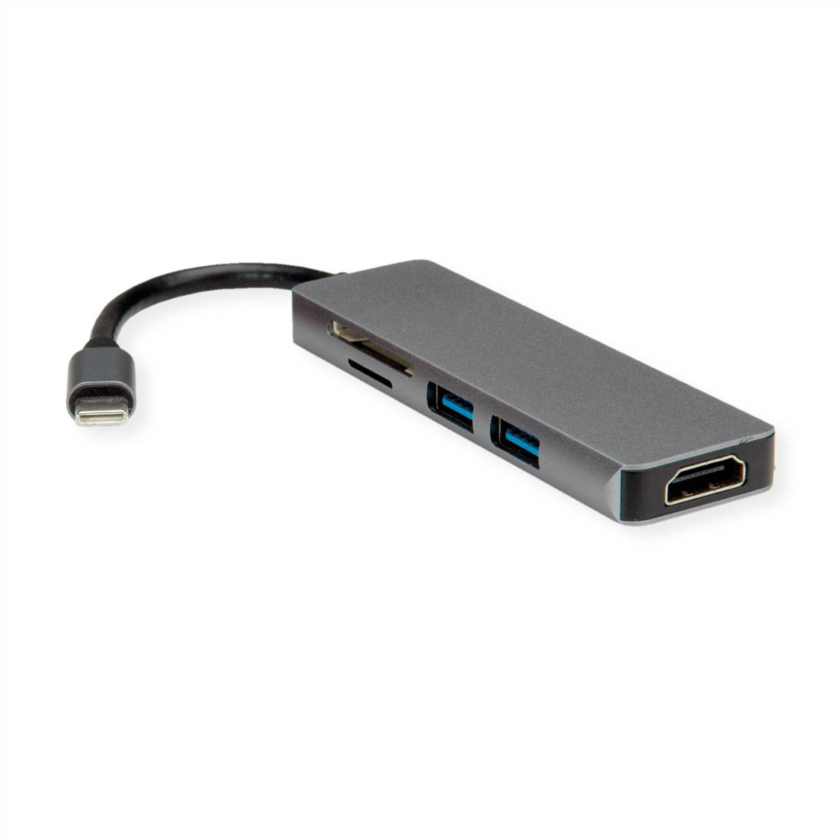 ROLINE Dockingstation USB Typ C, 4K HDMI, 2x USB 3.2 Gen1 (Typ A), SD/MicroSD