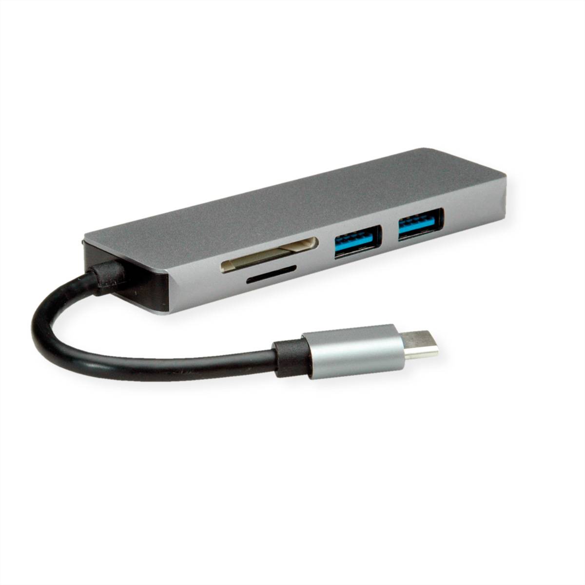ROLINE Dockingstation USB Typ C, 4K HDMI, 2x USB 3.2 Gen1 (Typ A), SD/MicroSD