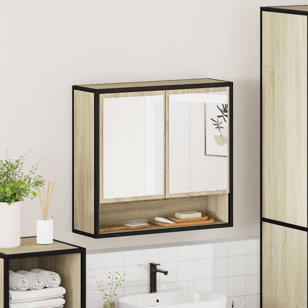 vidaXL Bad-Spiegelschrank Sonoma-Eiche 65x20x60 cm Holzwerkstoff