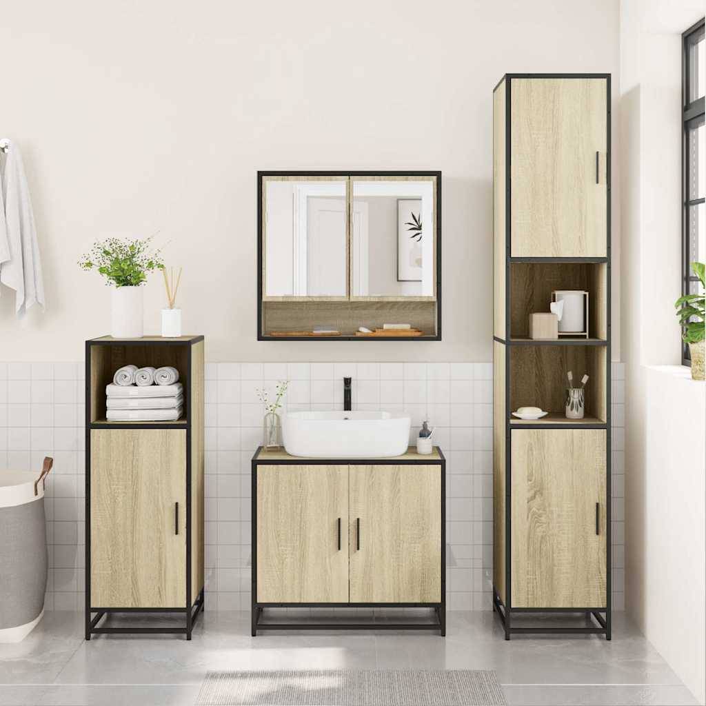 vidaXL Bad-Spiegelschrank Sonoma-Eiche 65x20x60 cm Holzwerkstoff