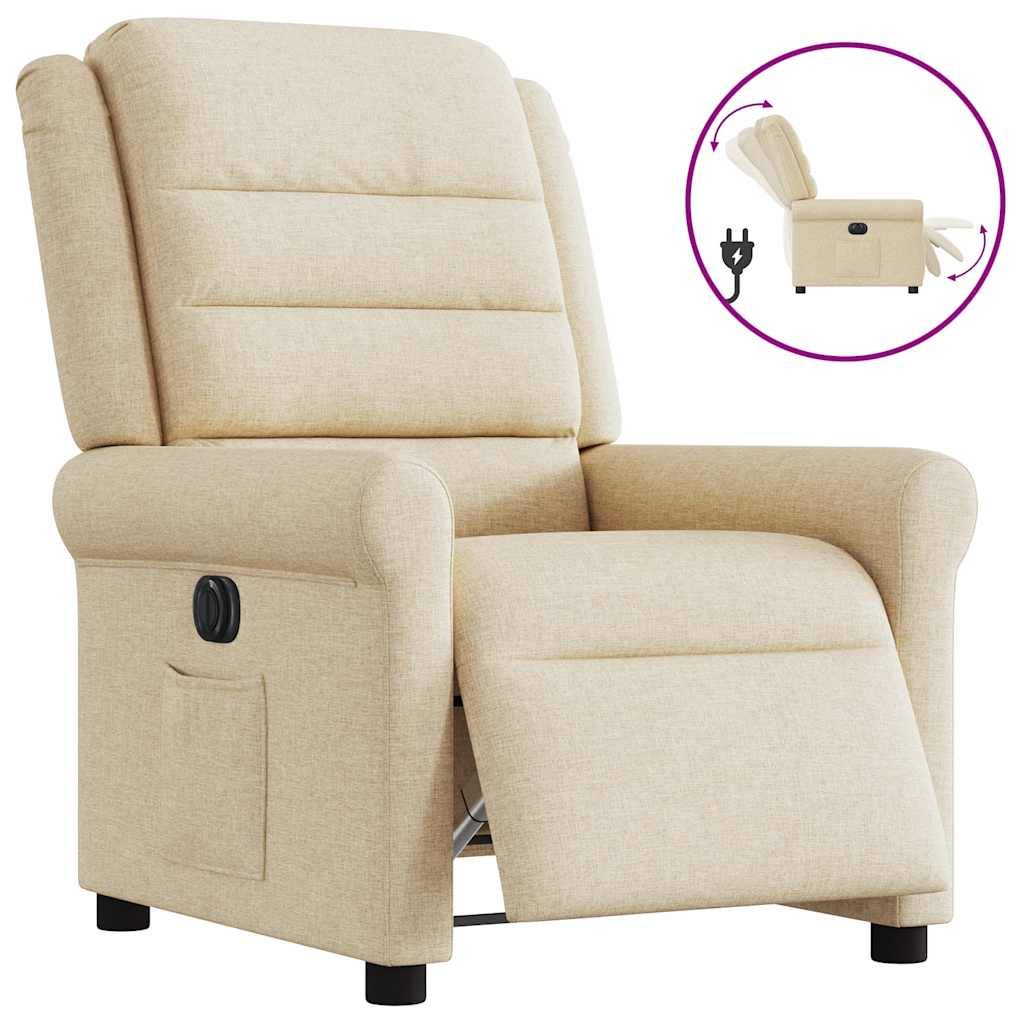 vidaXL Relaxsessel Elektrisch Creme Stoff