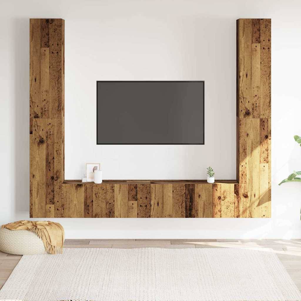 vidaXL TV-Wandschränke 6 Stk. Altholz-Optik Holzwerkstoff