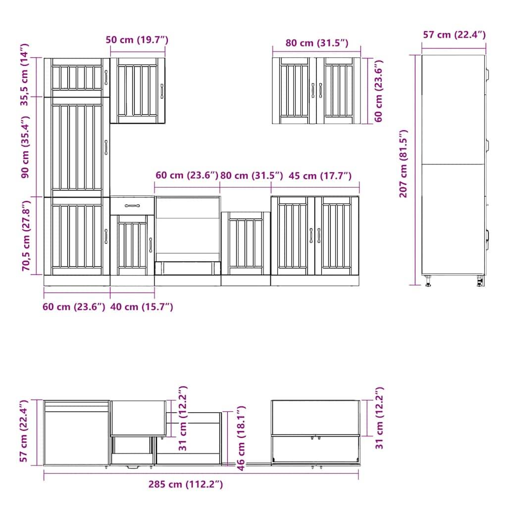 vidaXL 7-tlg. Küchenschrank-Set Lucca Artisan-Eiche Holzwerkstoff