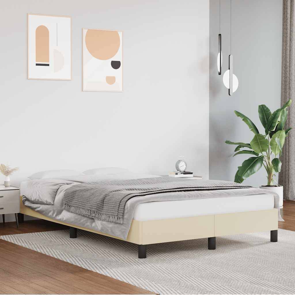 vidaXL Bettgestell ohne Matratze Creme 120x190 cm Kunstleder