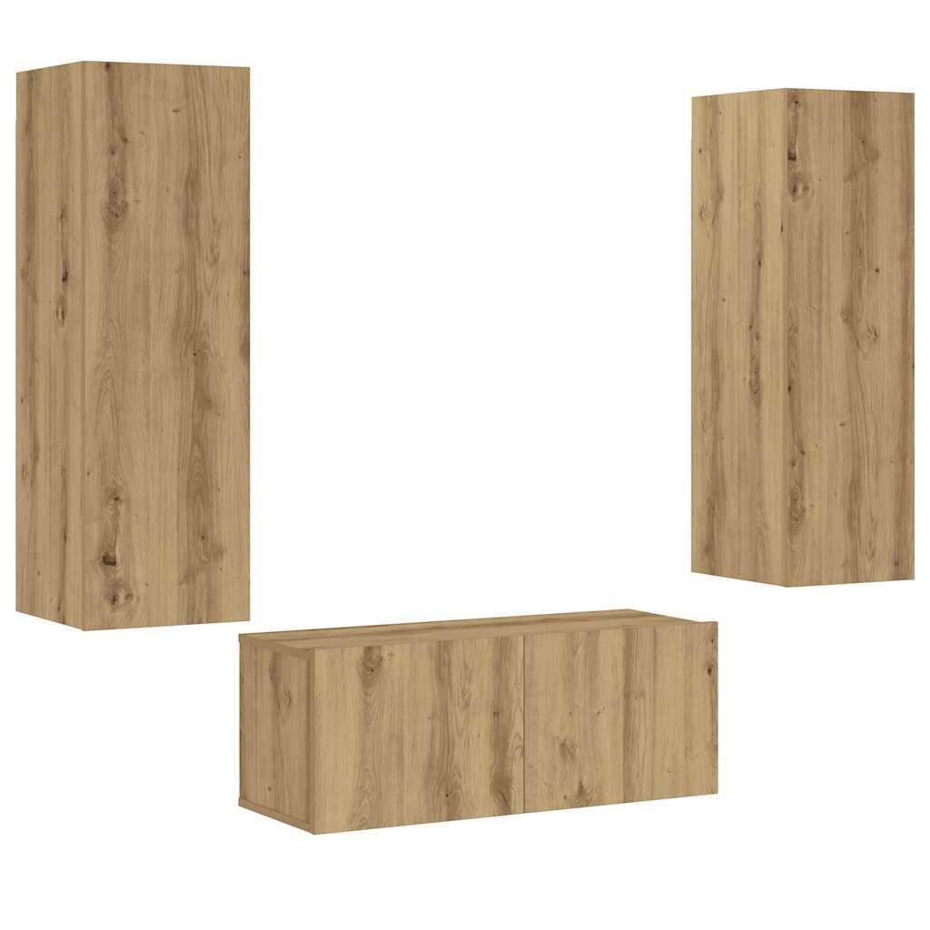 vidaXL TV-Wandschränke 3 Stk. Artisan-Eiche Holzwerkstoff