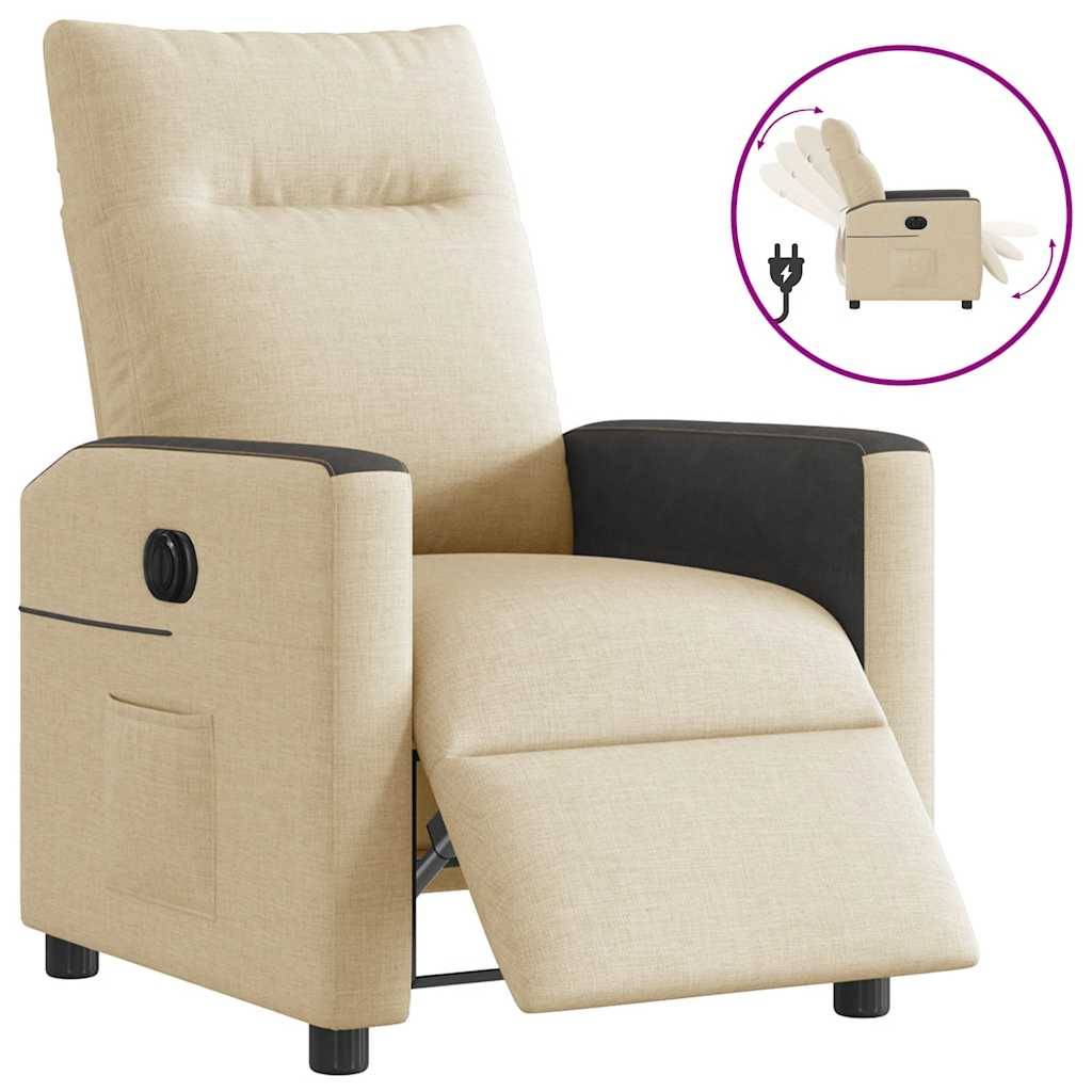 vidaXL Relaxsessel Elektrisch Creme Stoff
