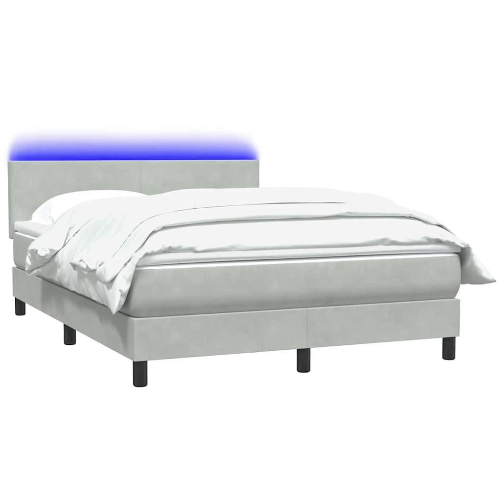 vidaXL Boxspringbett mit Matratze Hellgrau 160x220 cm Samt