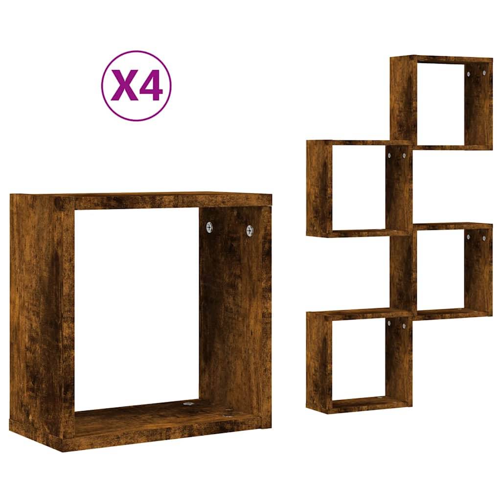 vidaXL Würfelregale 4 Stk. Räuchereiche 30x15x30 cm