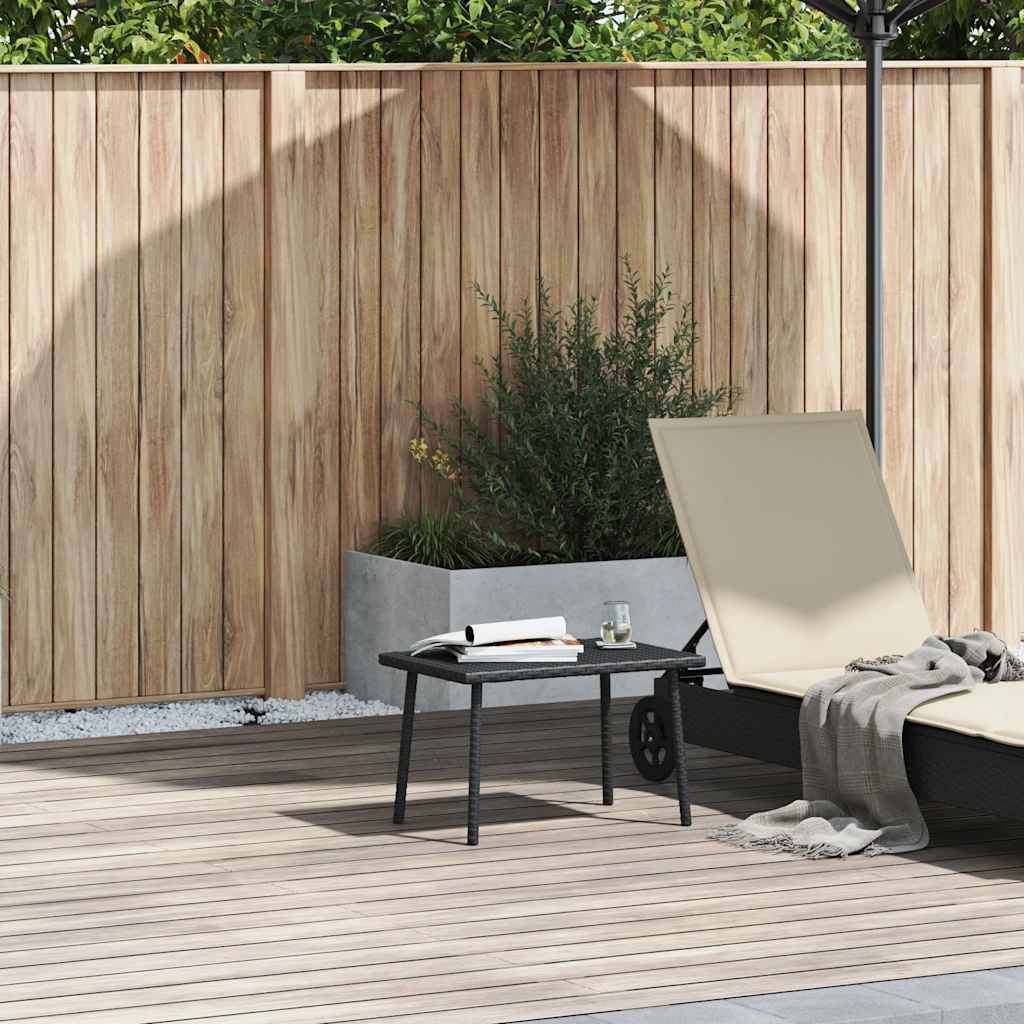 vidaXL Garten-Couchtisch Rechteckig Schwarz 60x40x37 cm Poly Rattan