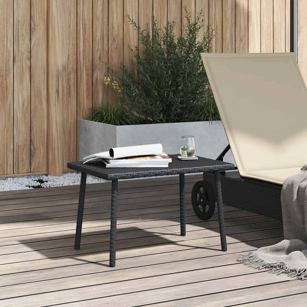 vidaXL Garten-Couchtisch Rechteckig Schwarz 60x40x37 cm Poly Rattan