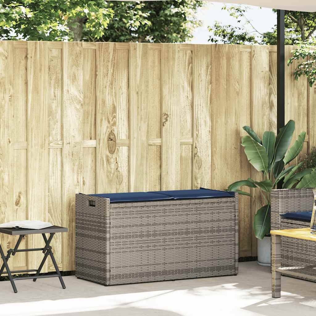 vidaXL Outdoor-Sitzbank mit Stauraum und Kissen Grau 100 cm