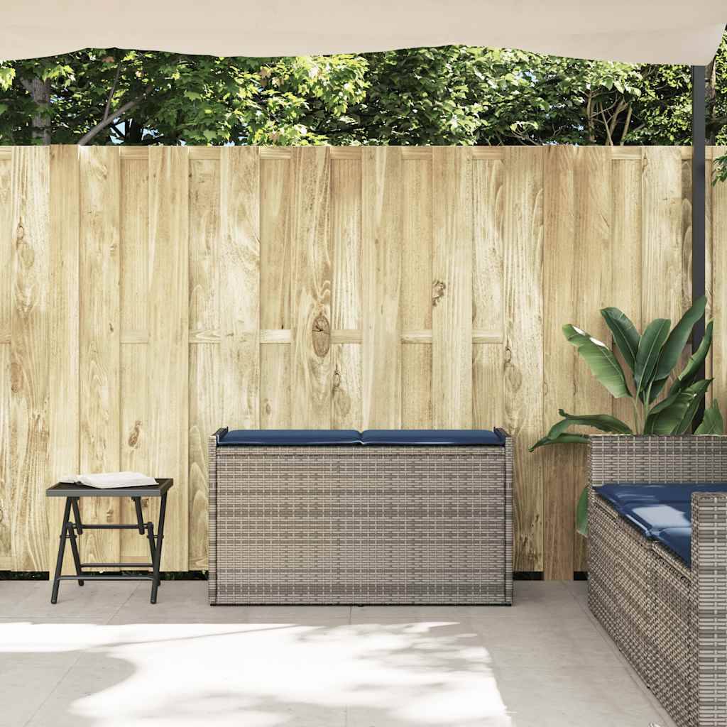 vidaXL Outdoor-Sitzbank mit Stauraum und Kissen Grau 100 cm