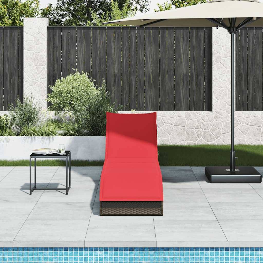 vidaXL Klappliege mit Auflage und Stauraum Braun Poly-Rattan