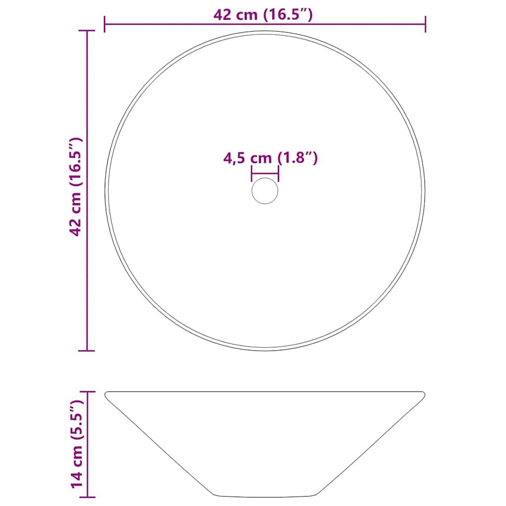 vidaXL Waschbecken 2 Stk. Schwarz Glänzend Ø42x14 cm Keramik