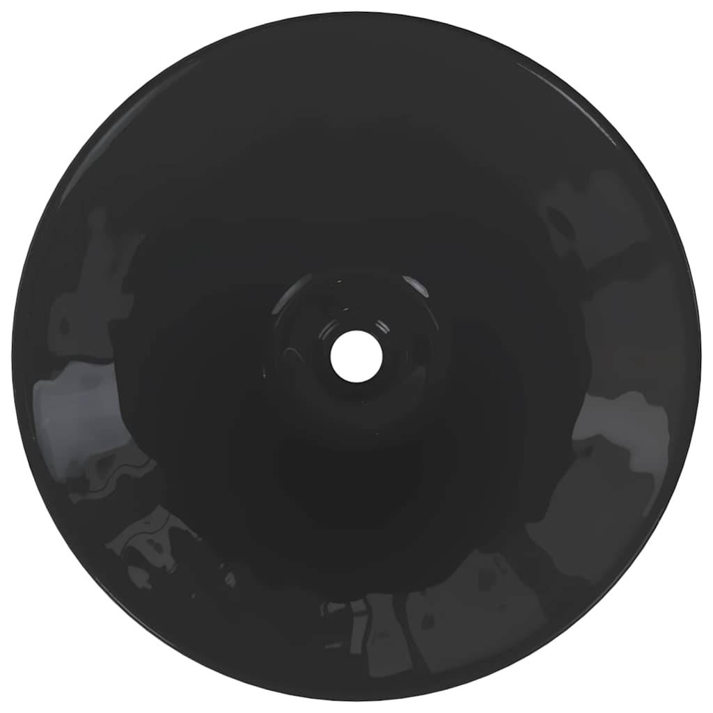 vidaXL Waschbecken 2 Stk. Schwarz Glänzend Ø42x14 cm Keramik