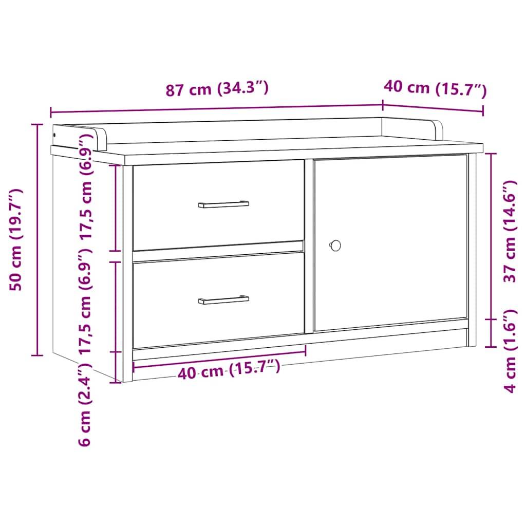 vidaXL Flurbank SANDNES 87x40x50 cm Massivholz Kiefer