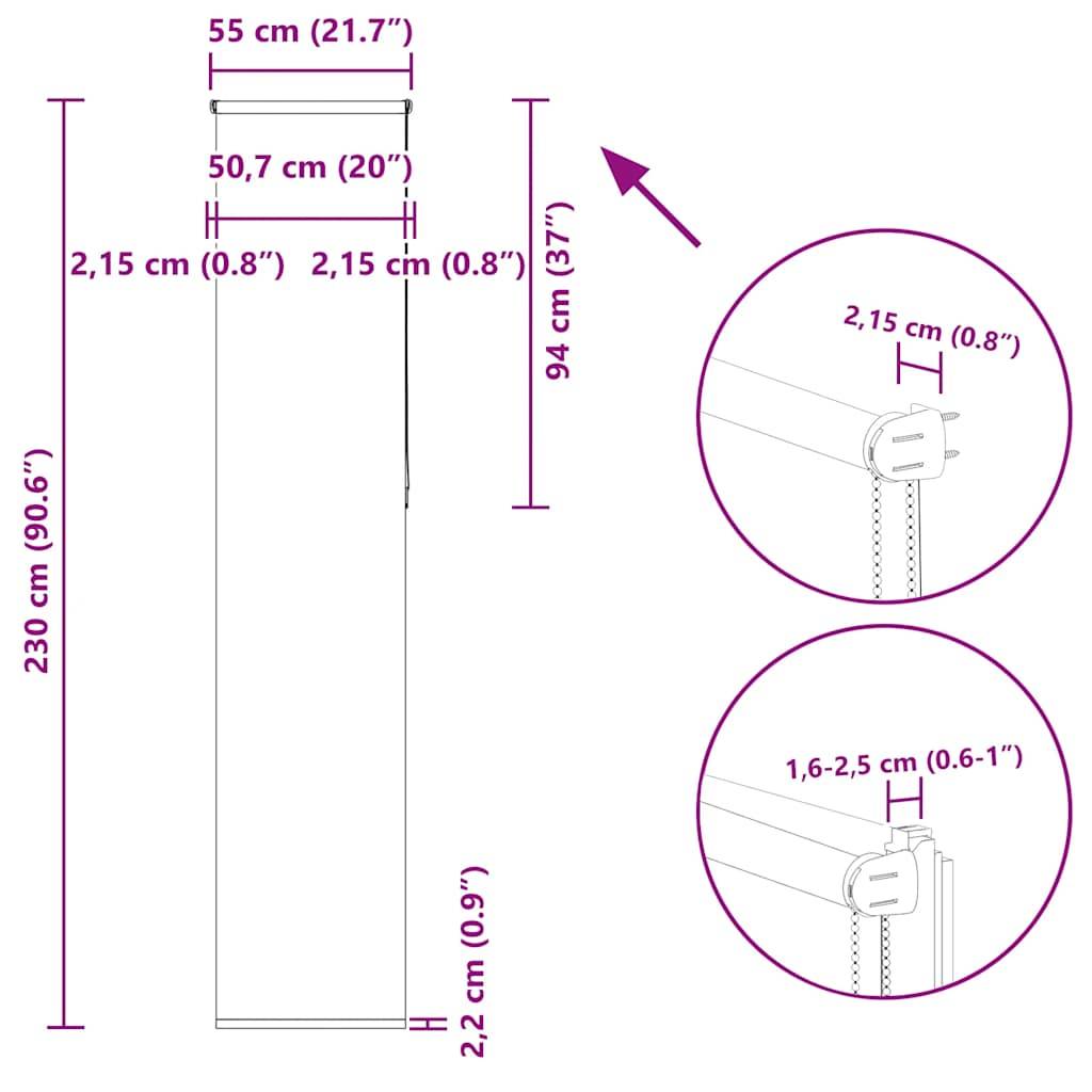 vidaXL Verdunkelungsrollo Beige 55x230cm Stoffbreite 50,7 cm Polyester