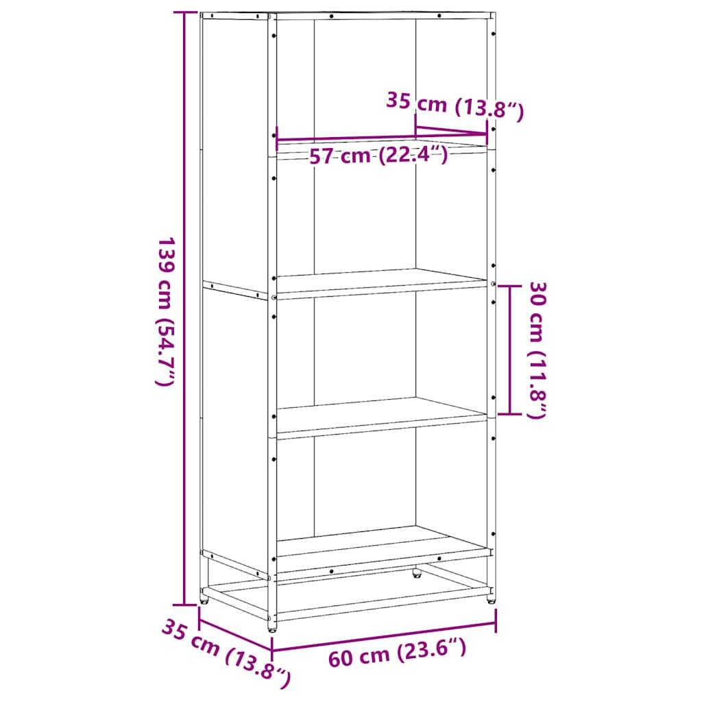vidaXL Bücherregal Schwarz 60x35x139 cm Holzwerkstoff