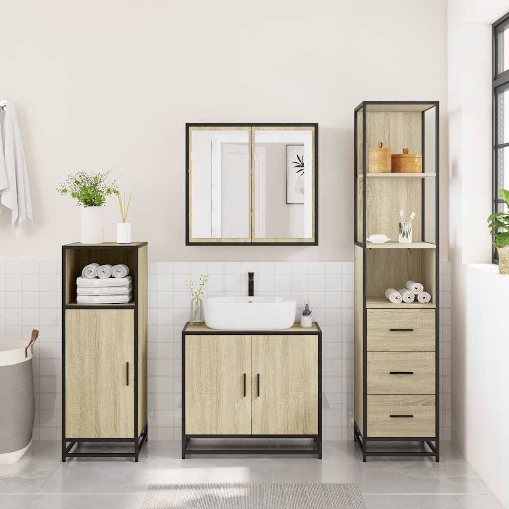 vidaXL Badschrank Sonoma-Eiche 35x37,5x166 cm Holzwerkstoff