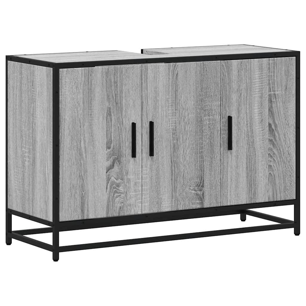 vidaXL Waschbeckenunterschrank Grau Sonoma 90x33x60 cm Holzwerkstoff