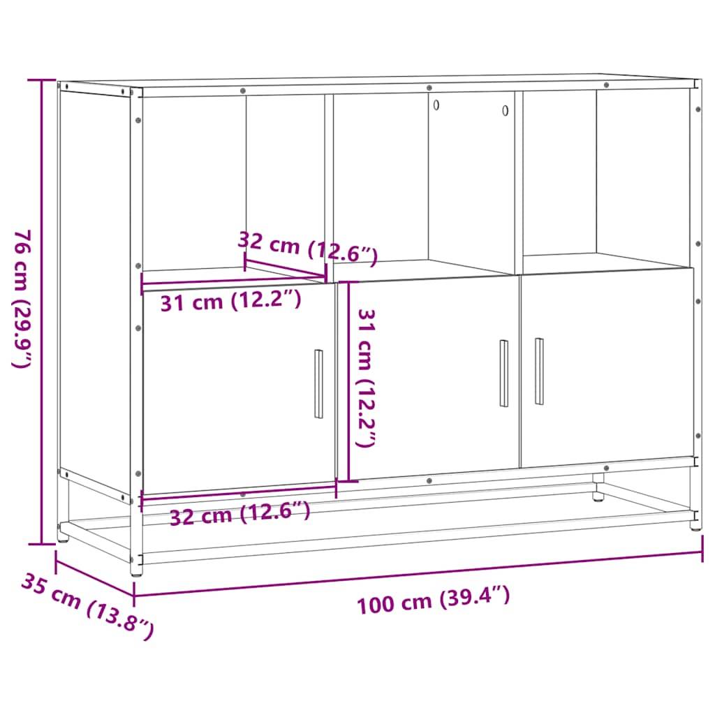 vidaXL Sideboard Räuchereiche 100x35x76 cm Holzwerkstoff