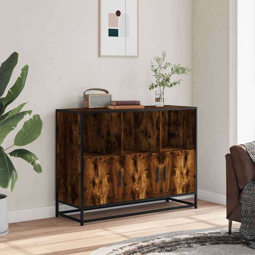 vidaXL Sideboard Räuchereiche 100x35x76 cm Holzwerkstoff