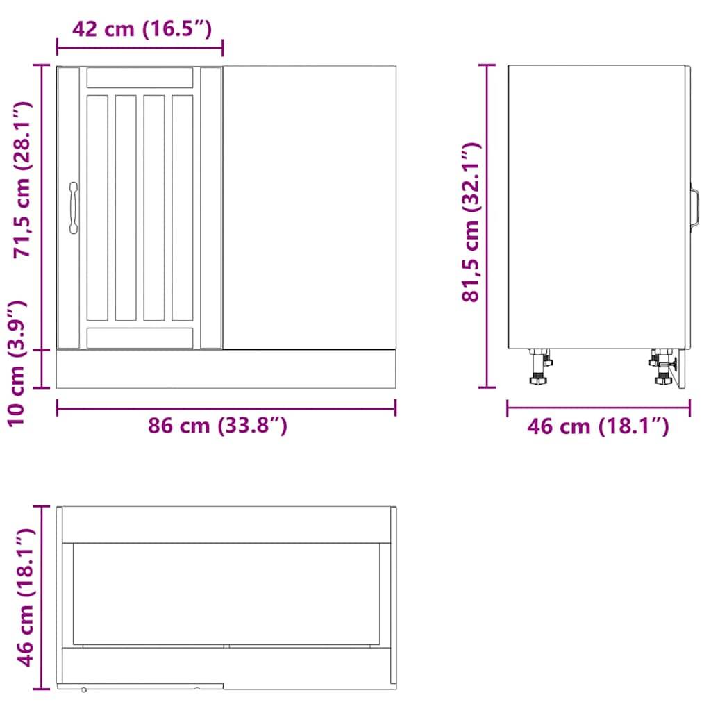 vidaXL Küchenunterschrank Lucca Sonoma-Eiche Holzwerkstoff