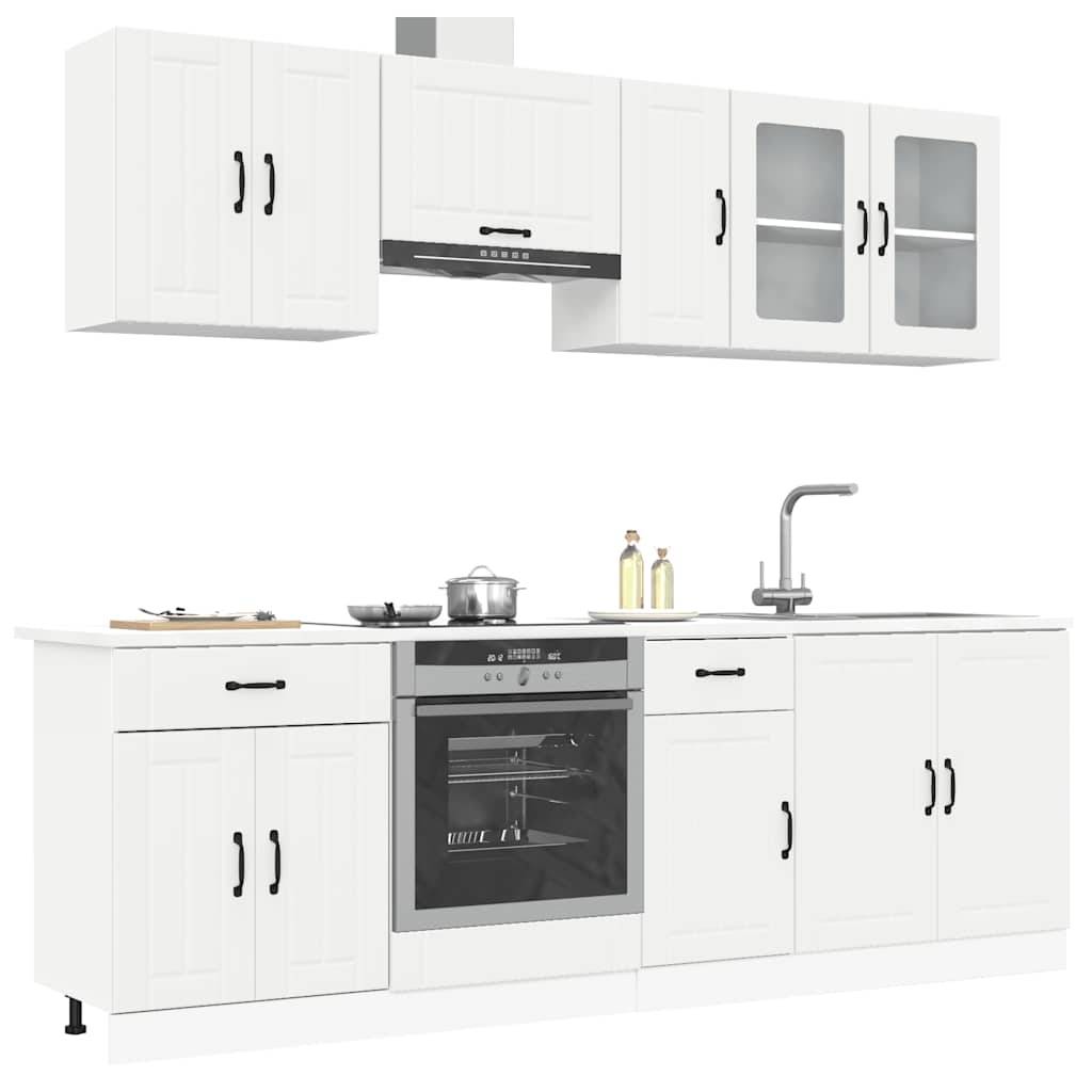 vidaXL 8-tlg. Küchenschrank-Set Kalmar Weiß Holzwerkstoff