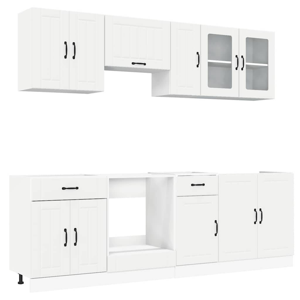 vidaXL 8-tlg. Küchenschrank-Set Kalmar Weiß Holzwerkstoff