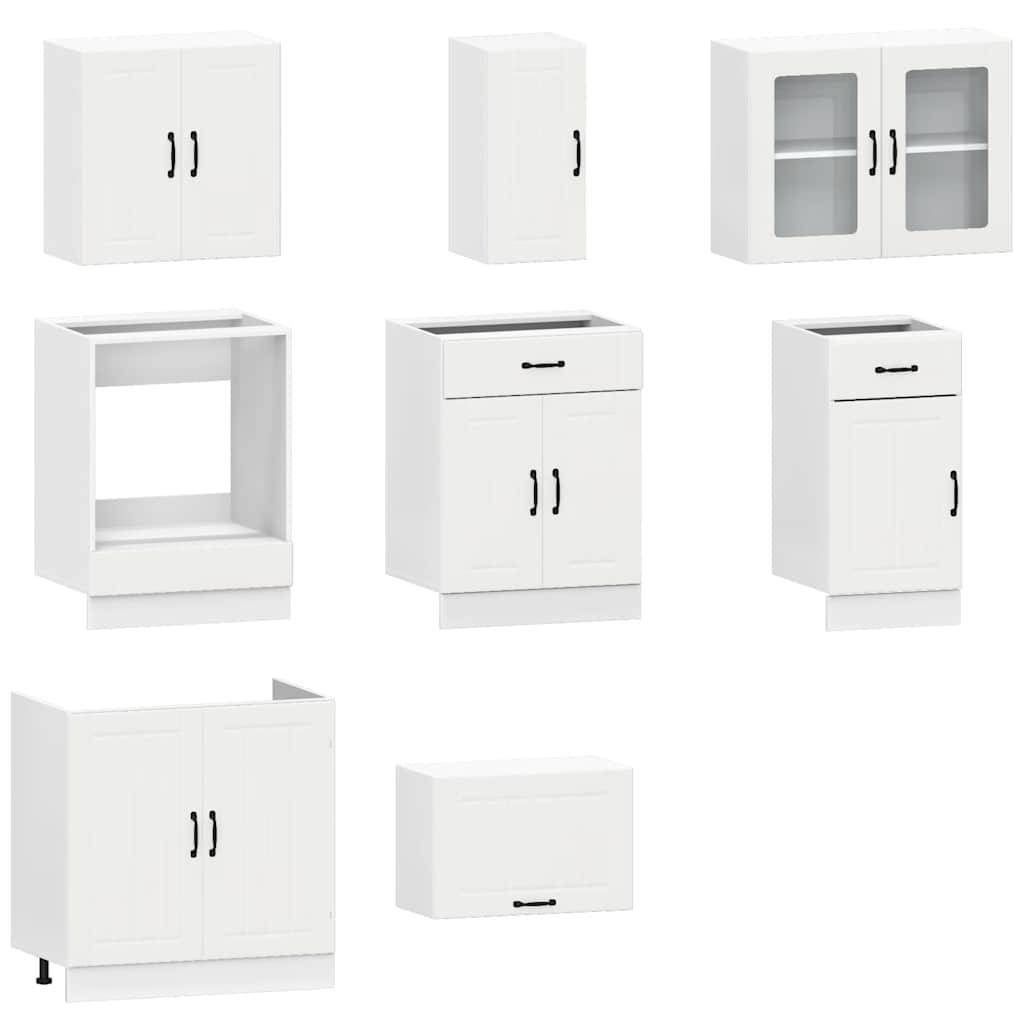 vidaXL 8-tlg. Küchenschrank-Set Kalmar Weiß Holzwerkstoff