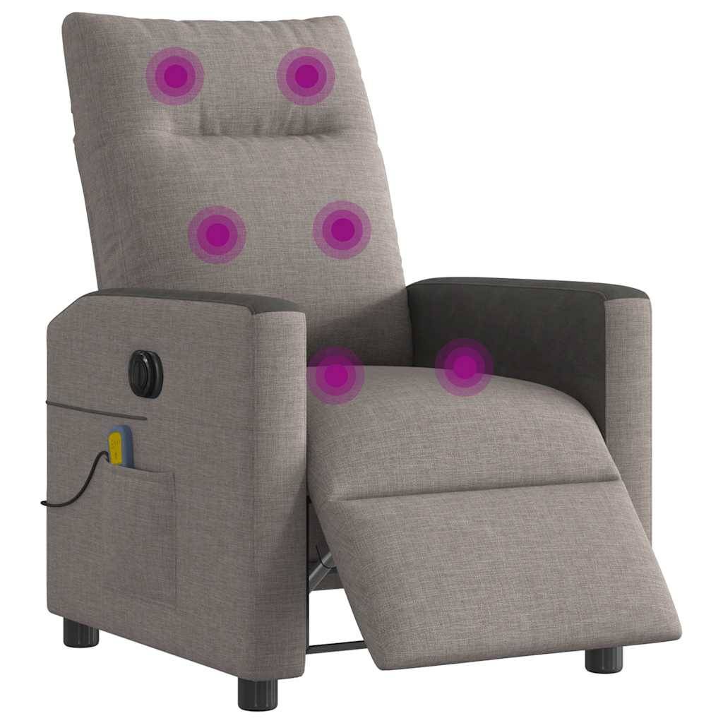 vidaXL Massagesessel Elektrisch Taupe Stoff