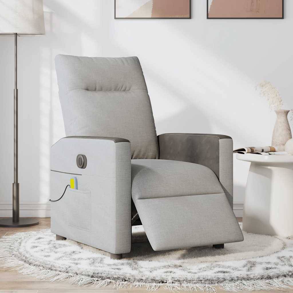 vidaXL Massagesessel Elektrisch Wolkengrau Stoff