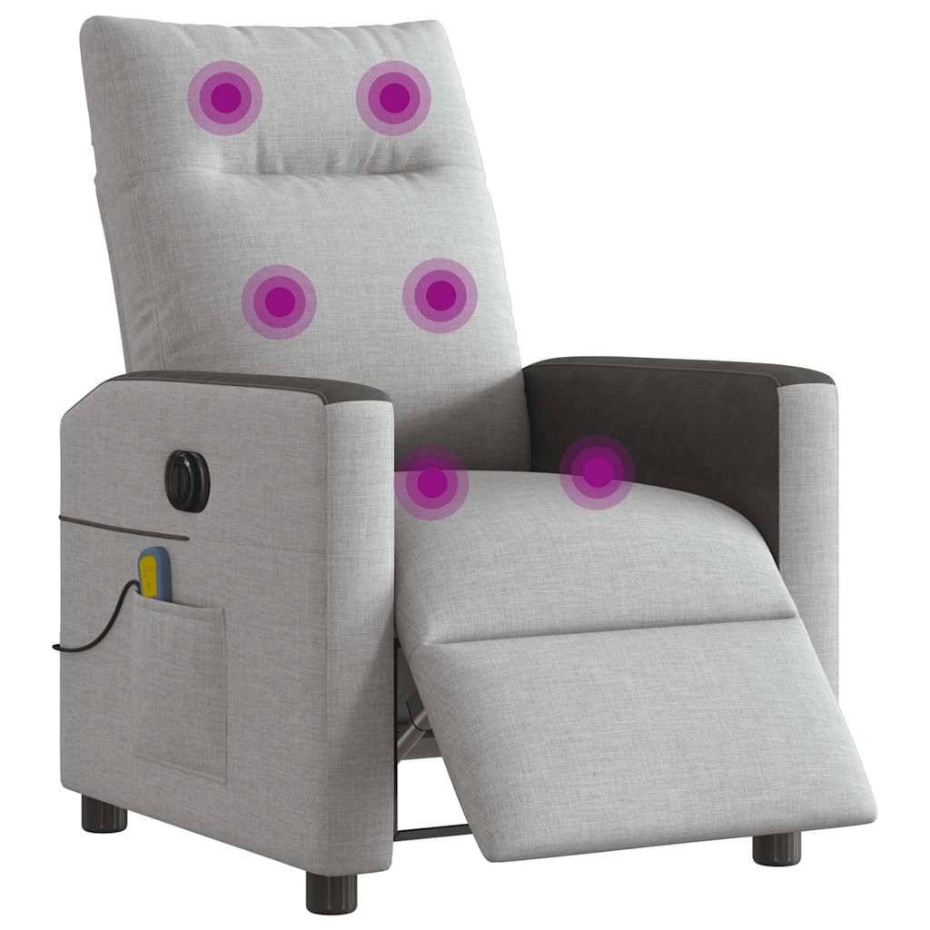 vidaXL Massagesessel Elektrisch Wolkengrau Stoff