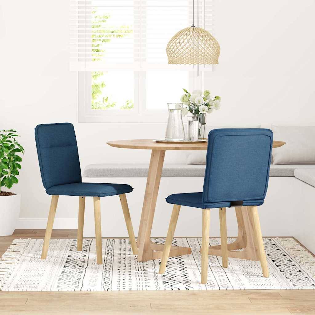 vidaXL Esszimmerstühle 2 Stk. Blau Stoff