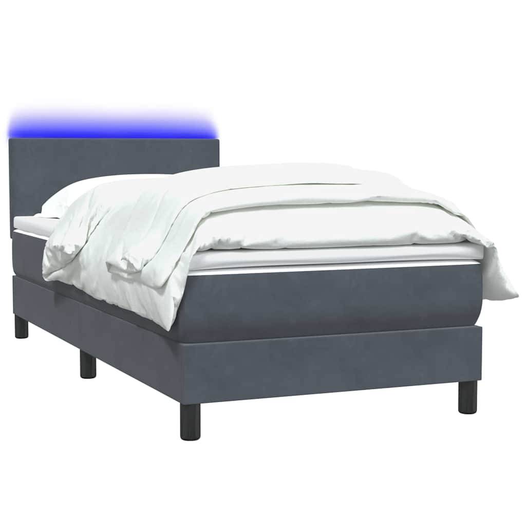 vidaXL Boxspringbett mit Matratze Dunkelgrau 80x210 cm Samt