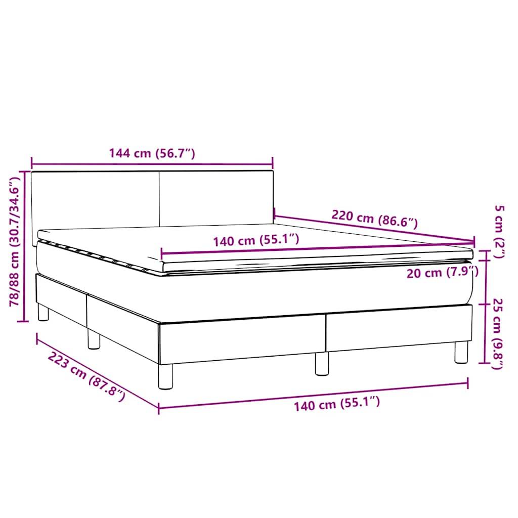 vidaXL Boxspringbett mit Matratze Dunkelgrau 140x220 cm Samt