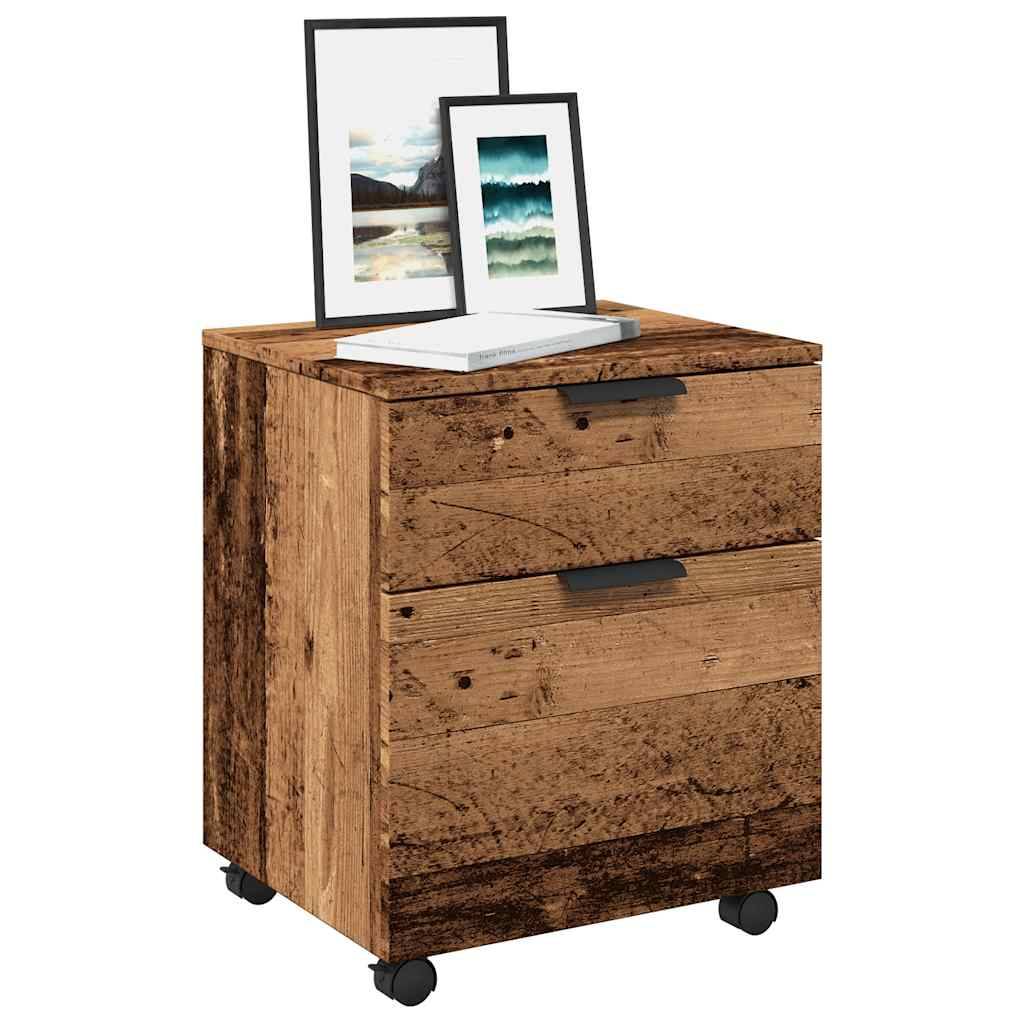 vidaXL Mobiler Aktenschrank mit Rollen Altholz 45x38x54 cm