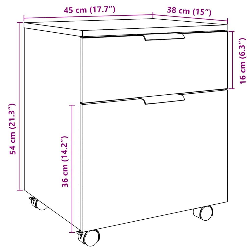 vidaXL Mobiler Aktenschrank mit Rollen Altholz 45x38x54 cm