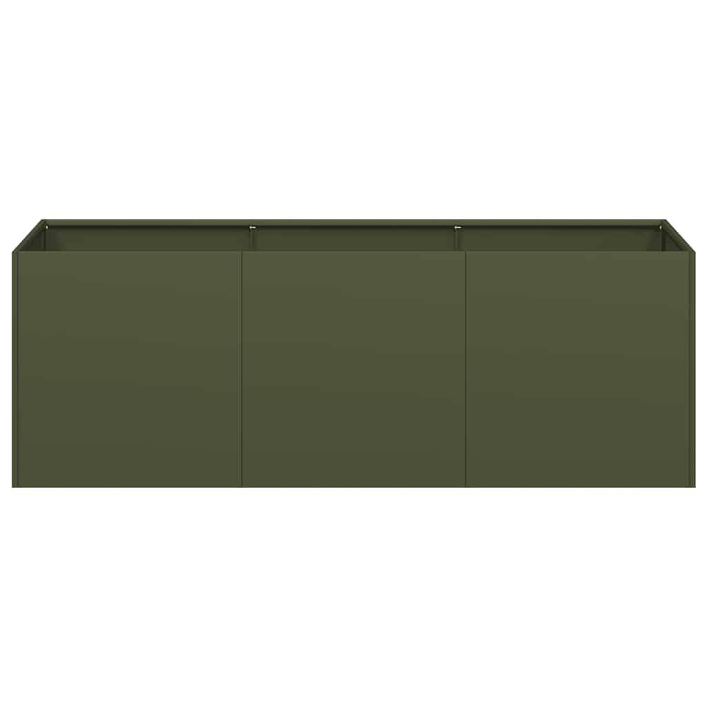 vidaXL Pflanzkübel Olivgrün 120x40x40 cm Kaltgewalzter Stahl