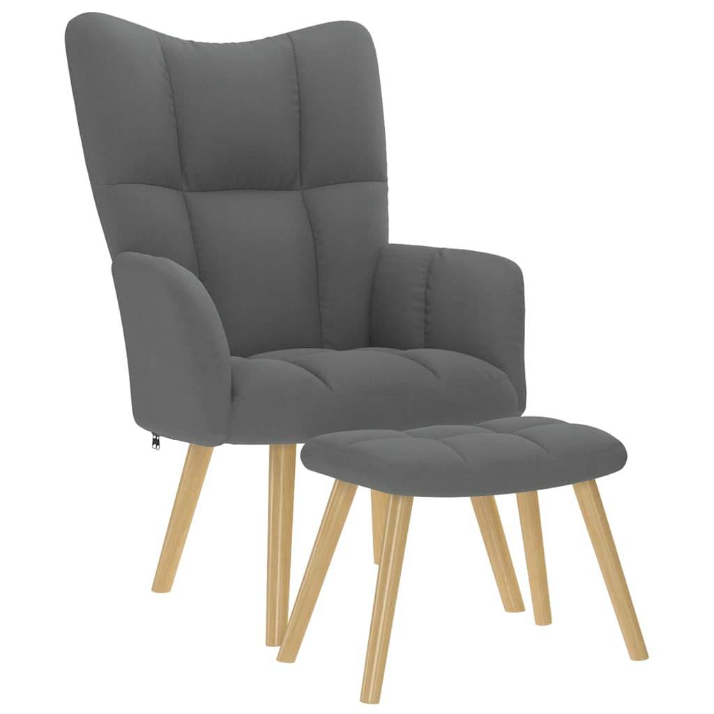 vidaXL Relaxsessel mit Hocker Dunkelgrau Stoff