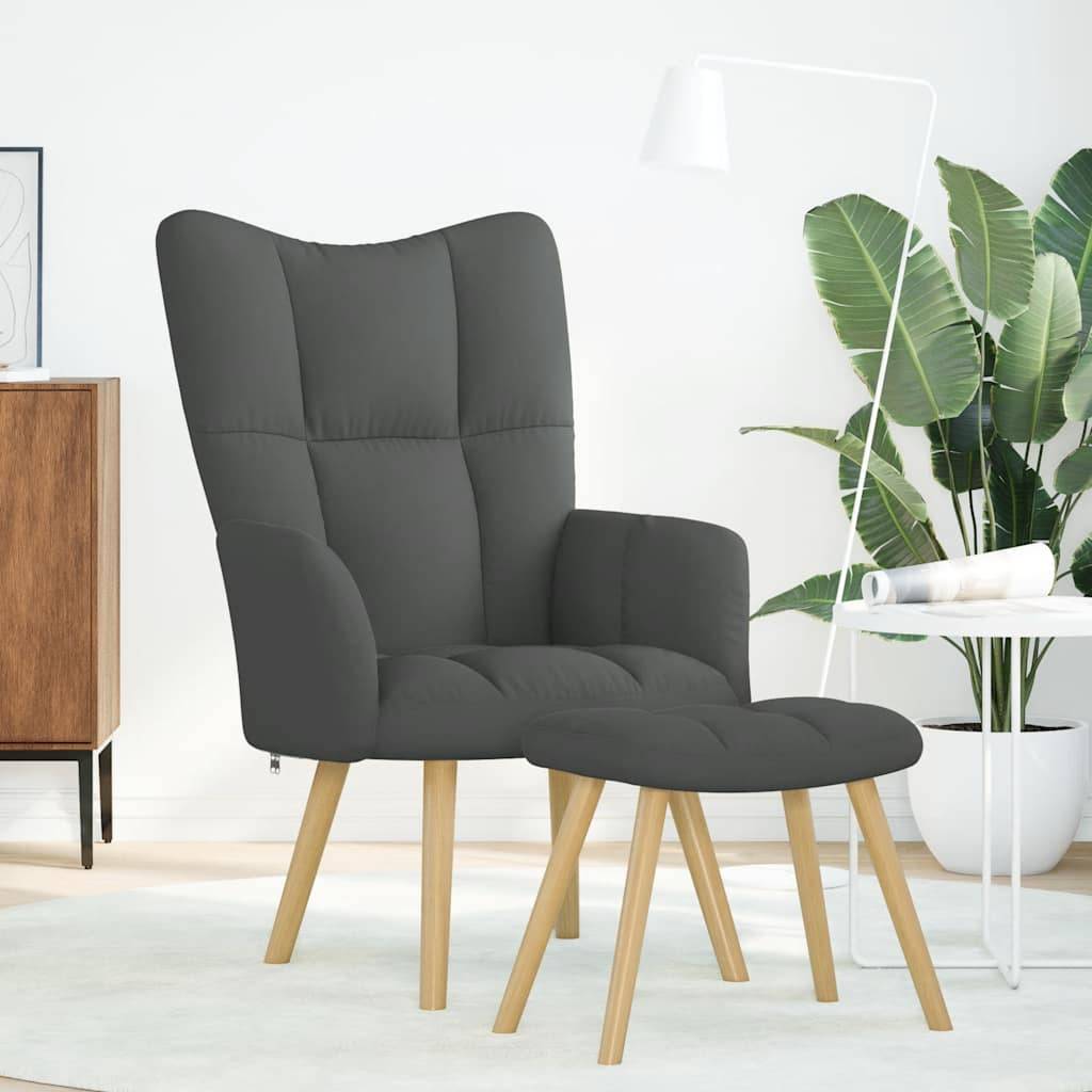 vidaXL Relaxsessel mit Hocker Dunkelgrau Stoff