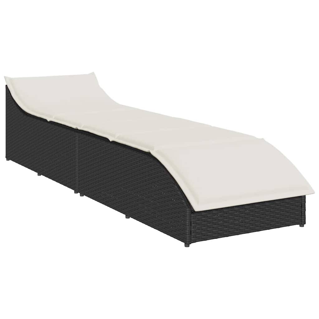 vidaXL Klappliege mit Auflage und Stauraum Schwarz Poly-Rattan