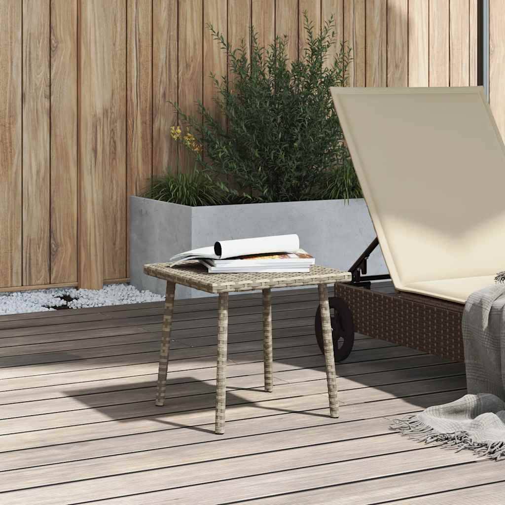 vidaXL Garten-Couchtisch Rechteckig Hellgrau 40x40x37 cm Poly Rattan