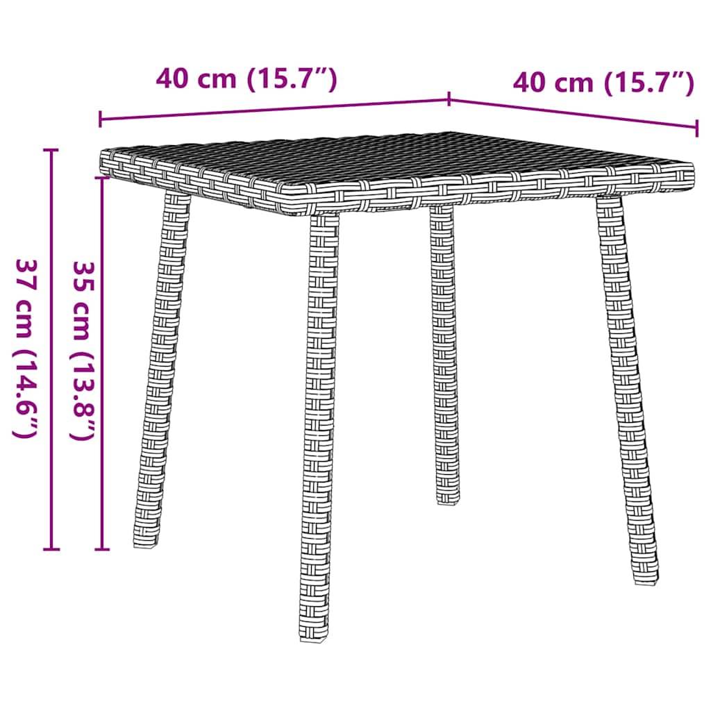 vidaXL Garten-Couchtisch Rechteckig Hellgrau 40x40x37 cm Poly Rattan