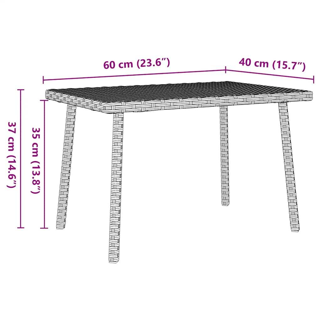vidaXL Garten-Couchtisch Rechteckig Hellgrau 60x40x37 cm Poly Rattan