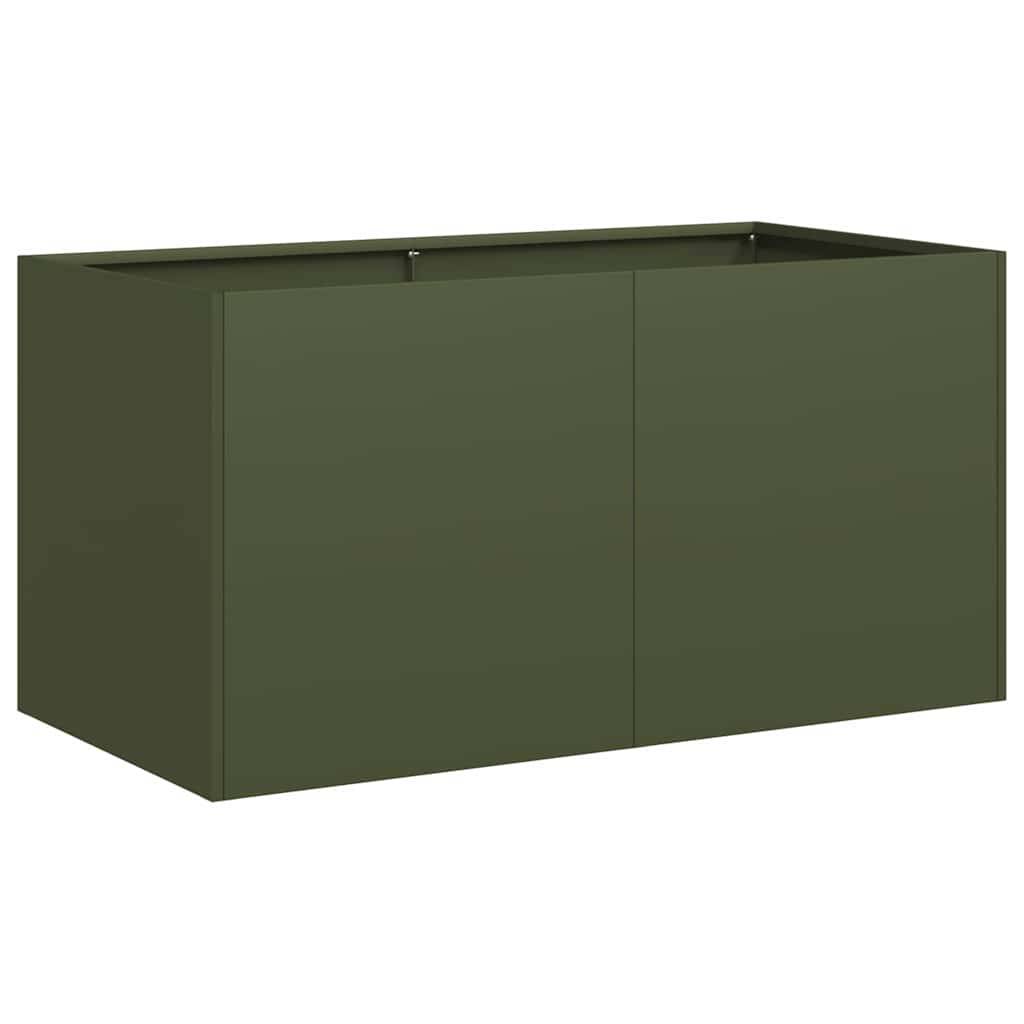 vidaXL Pflanzkübel Olivgrün 80x40x40 cm Kaltgewalzter Stahl