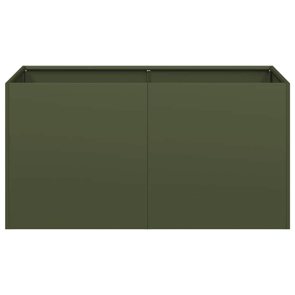 vidaXL Pflanzkübel Olivgrün 80x40x40 cm Kaltgewalzter Stahl