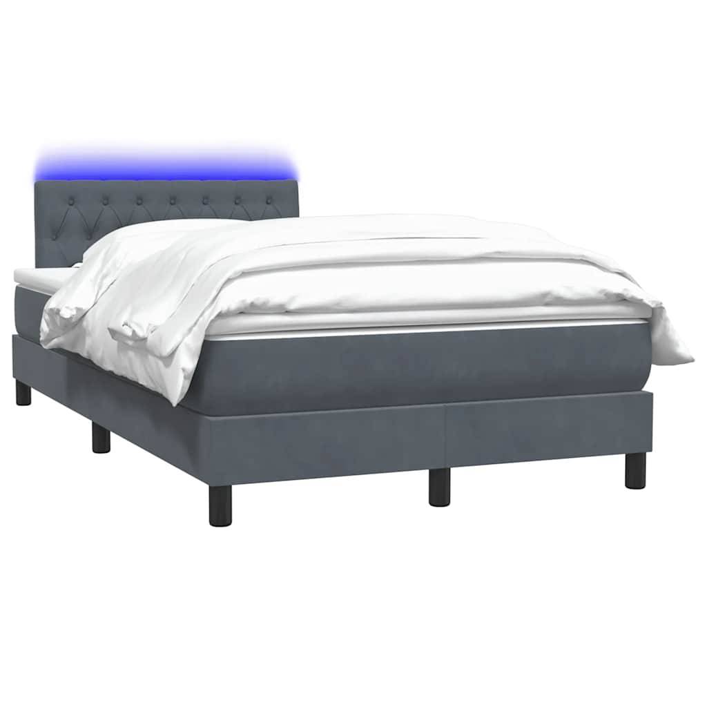 vidaXL Boxspringbett mit Matratze Dunkelgrau 120x220 cm Samt